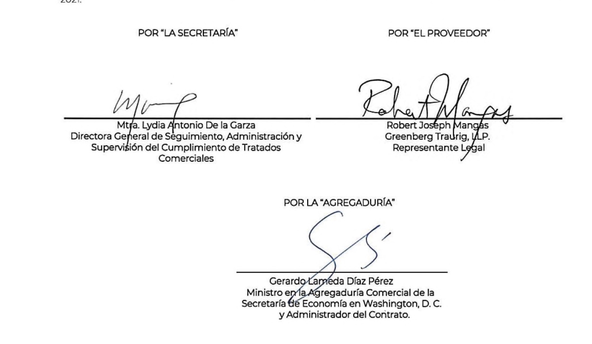 Firmas del contrato